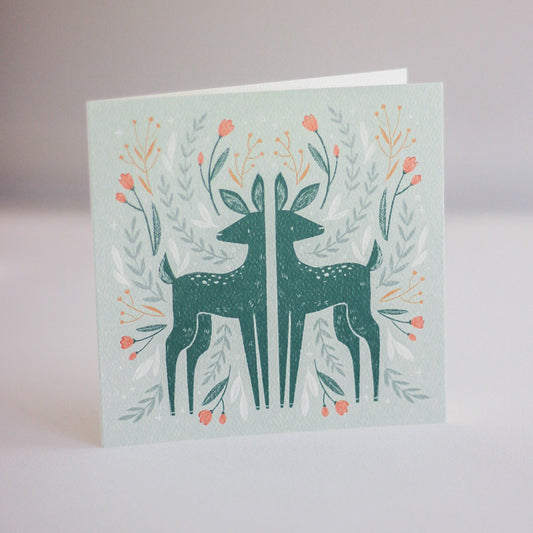 Twin Fawns in Tea Green